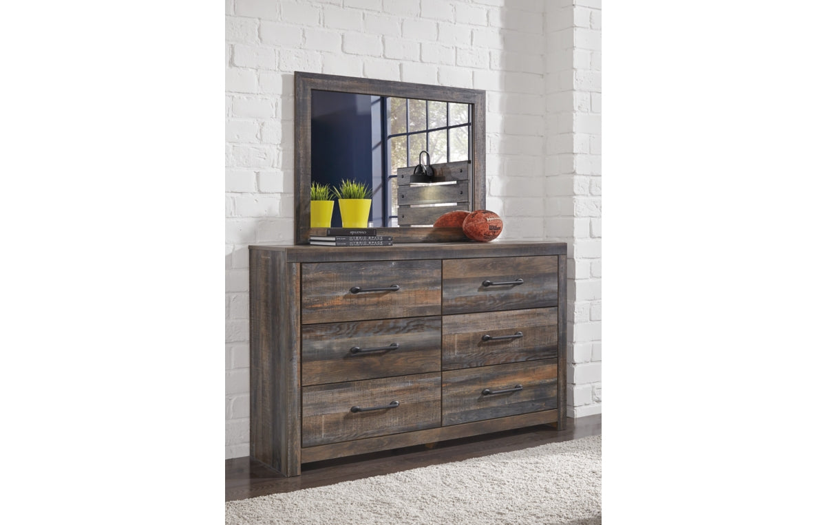 Drystan Full Bookcase Bed with 2 Storage Drawers, Dresser, Mirror and Chest