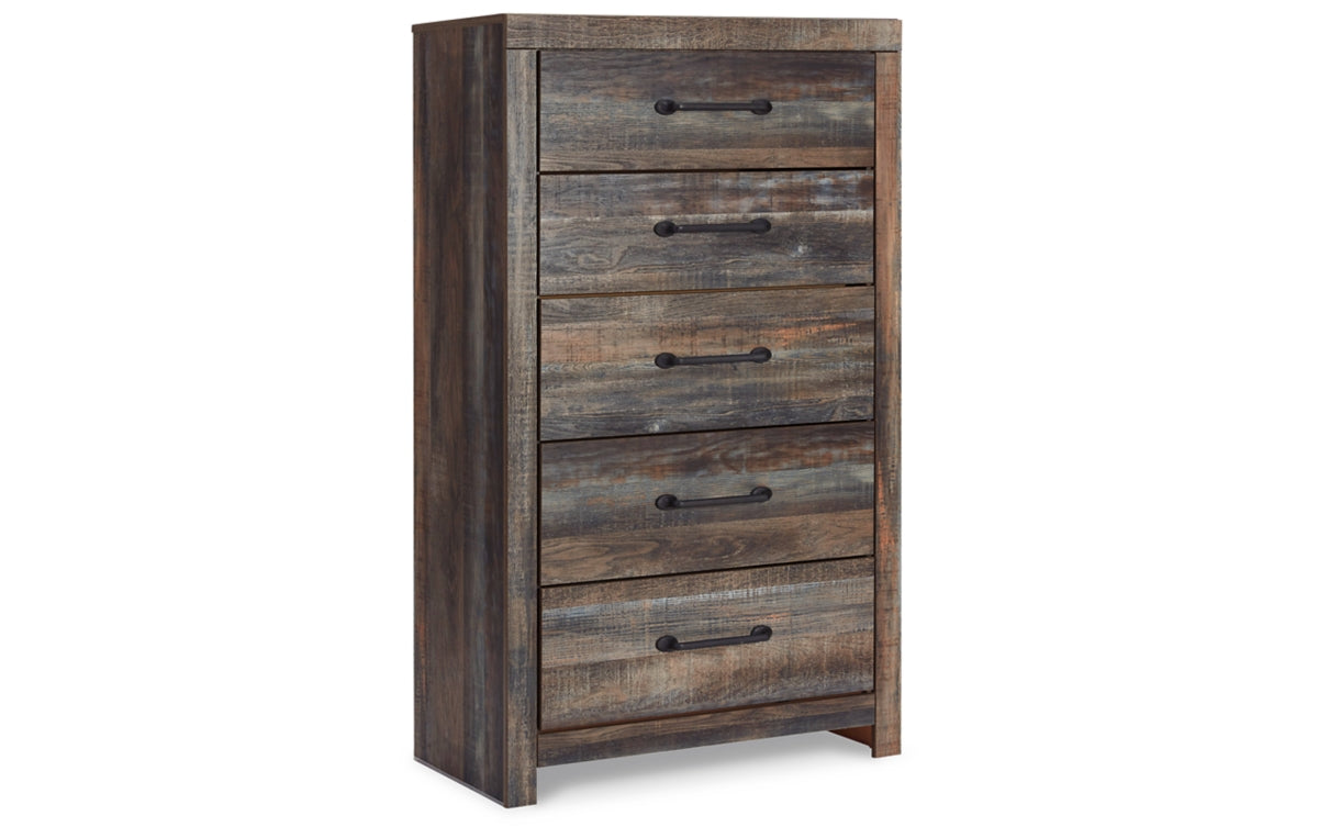 Drystan Queen Bookcase Bed, Dresser, Mirror, Chest and Nightstand