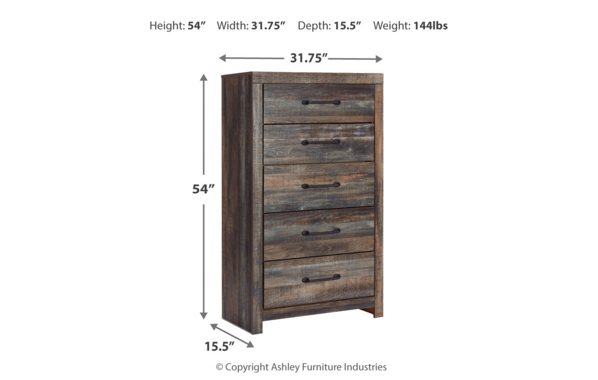 Drystan Twin Panel Bed with 2 Storage Drawers with Mirrored Dresser, Chest and Nightstand
