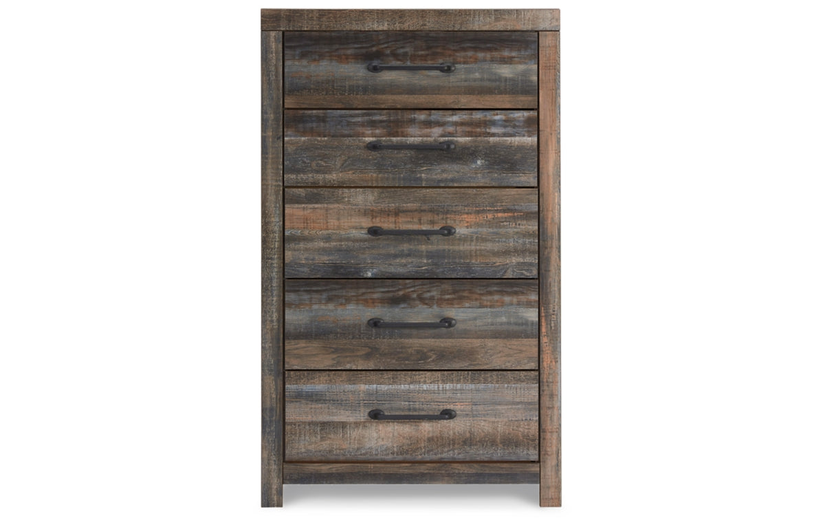 Drystan Full Bookcase Bed with 4 Storage Drawers with Mirrored Dresser, Chest and Nightstand