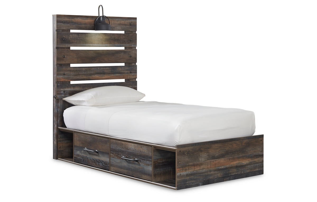 Drystan Full Panel Bed with 4 Storage Drawers, Dresser, Mirror, Chest and Nightstand