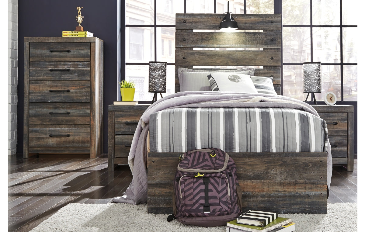 Drystan Twin Panel Bed with 4 Storage Drawers