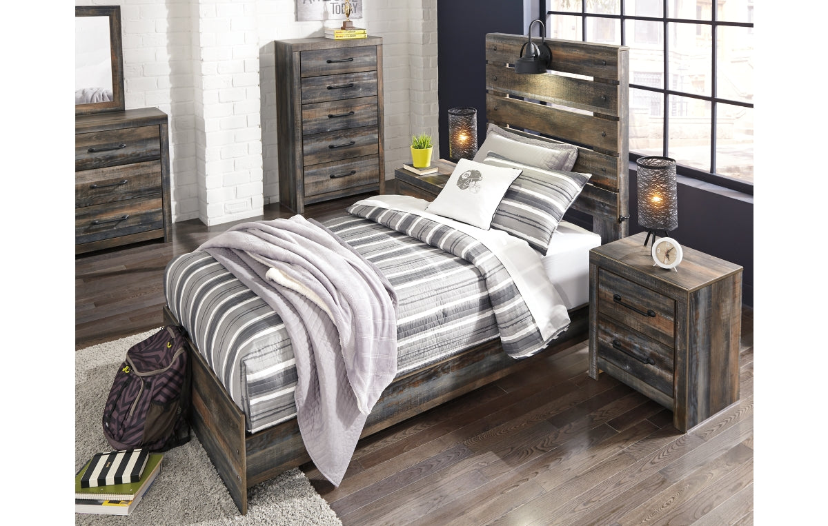 Drystan Twin Panel Bed, Dresser, Mirror and Chest