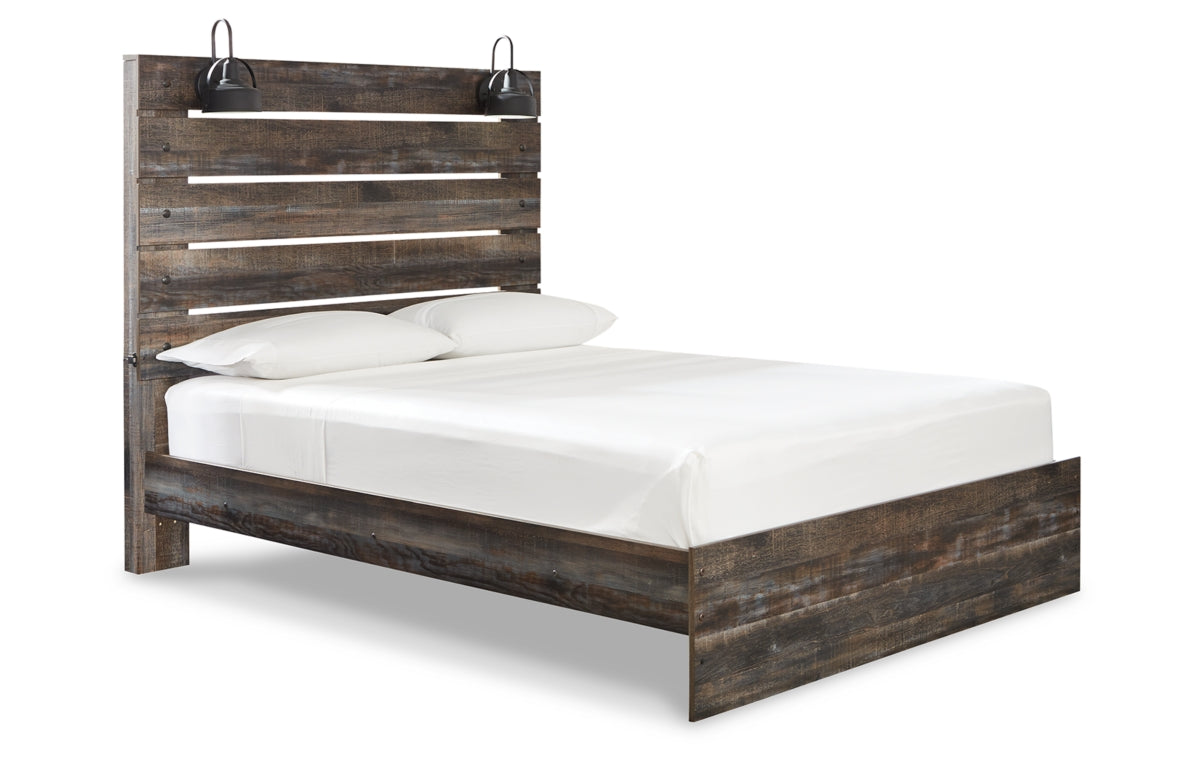 Drystan Queen Panel Bed with Mirrored Dresser, Chest and Nightstand