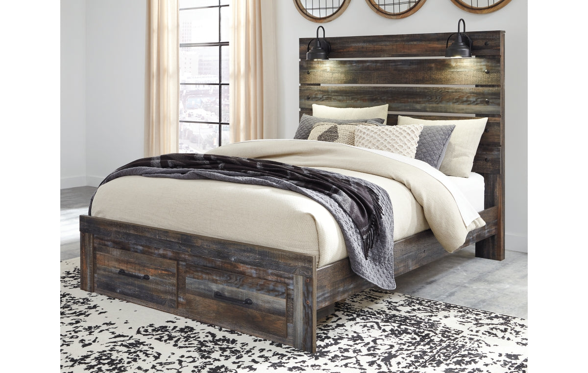 Drystan Queen Panel Bed with 2 Storage Drawers