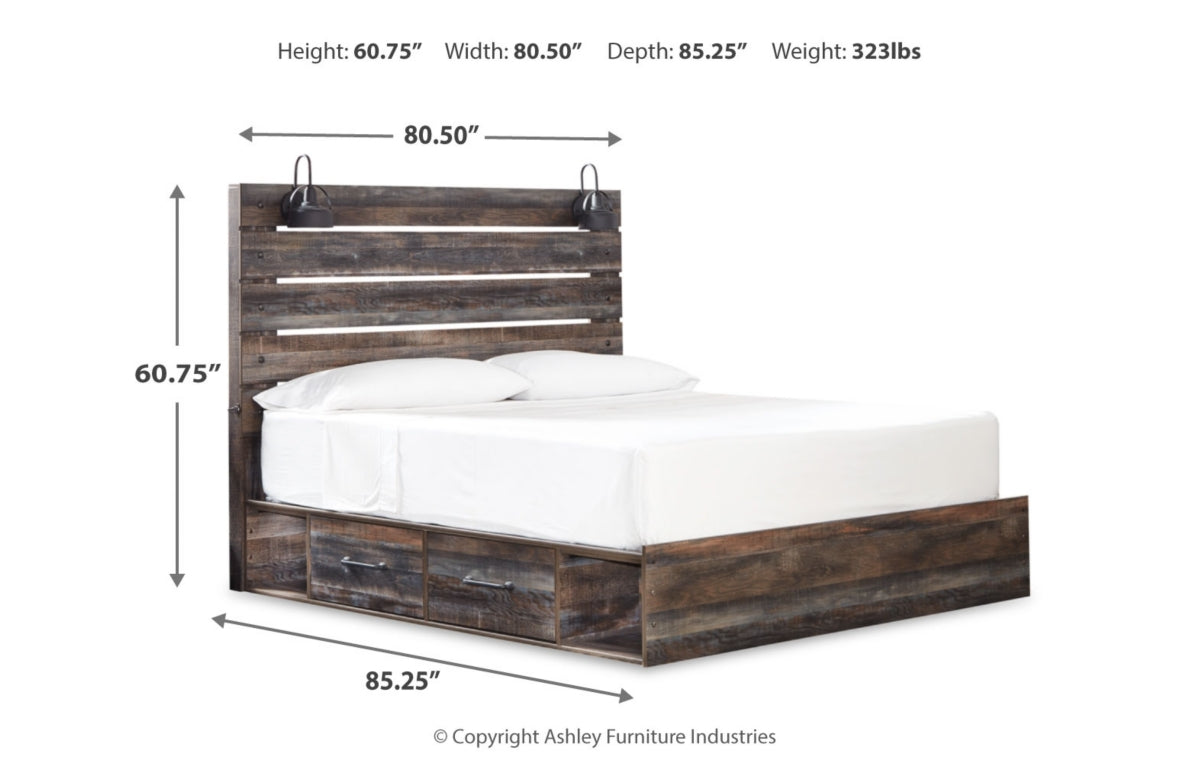 Drystan King Panel Bed with 4 Storage Drawers