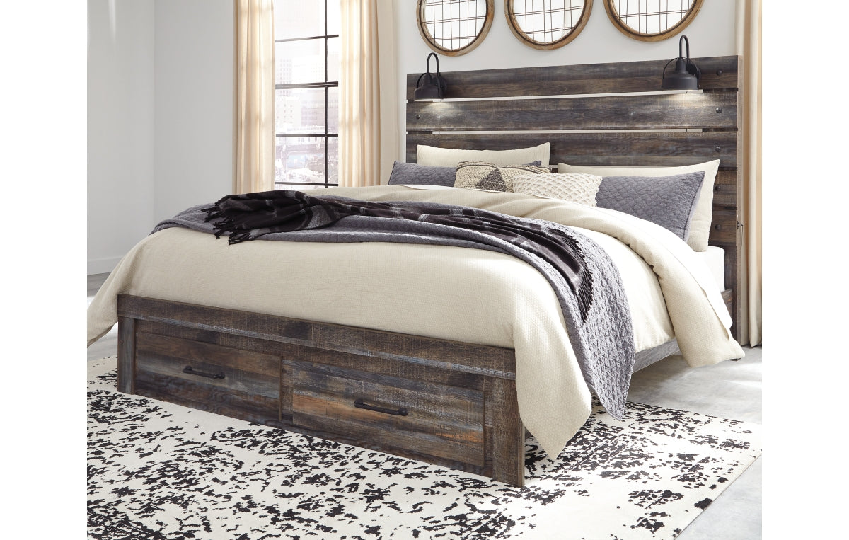 Drystan King Panel Bed with 2 Storage Drawers