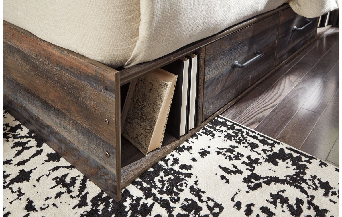 Drystan Queen Bookcase Bed with 2 Storage Drawers with Mirrored Dresser