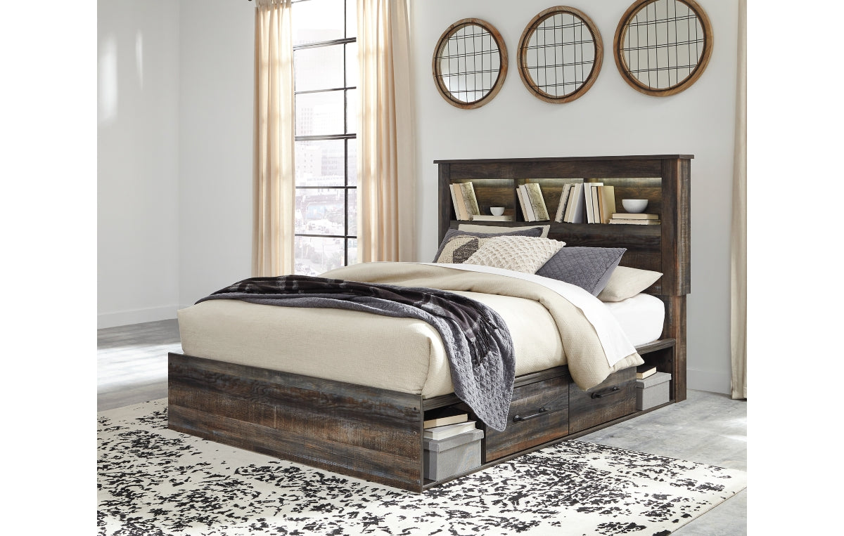 Drystan Queen Bookcase Bed with 2 Storage Drawers