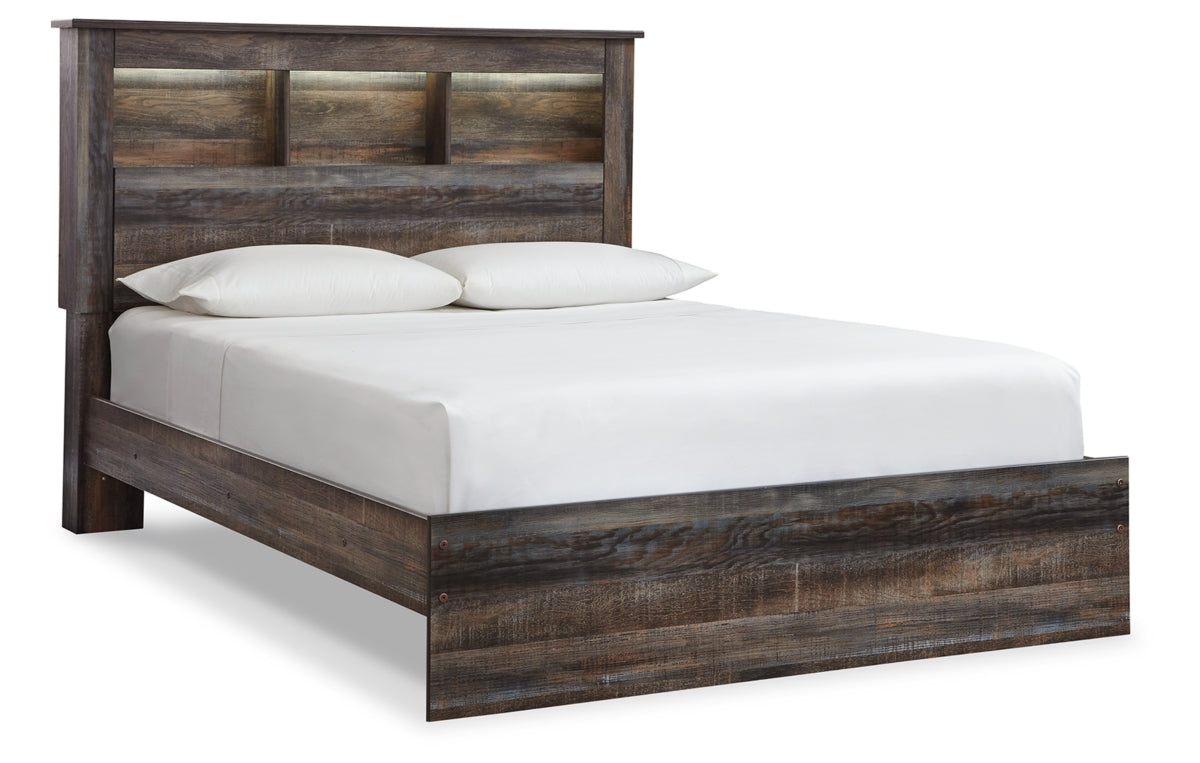 Drystan Queen Bookcase Bed, Dresser, Mirror, Chest and Nightstand