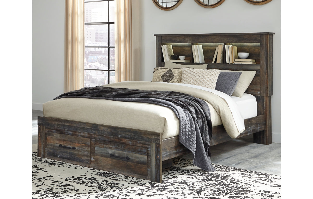 Drystan Queen Bookcase Bed with 2 Storage Drawers