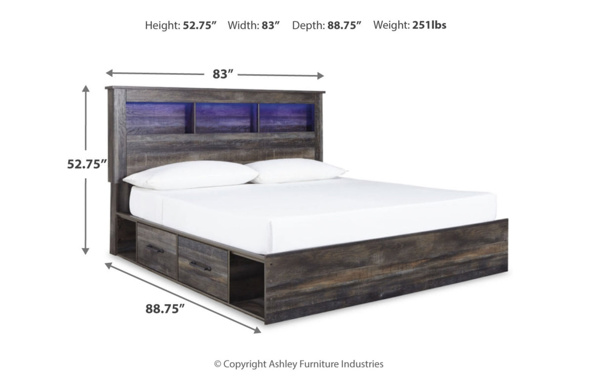 Drystan King Bookcase Bed with 2 Storage Drawers