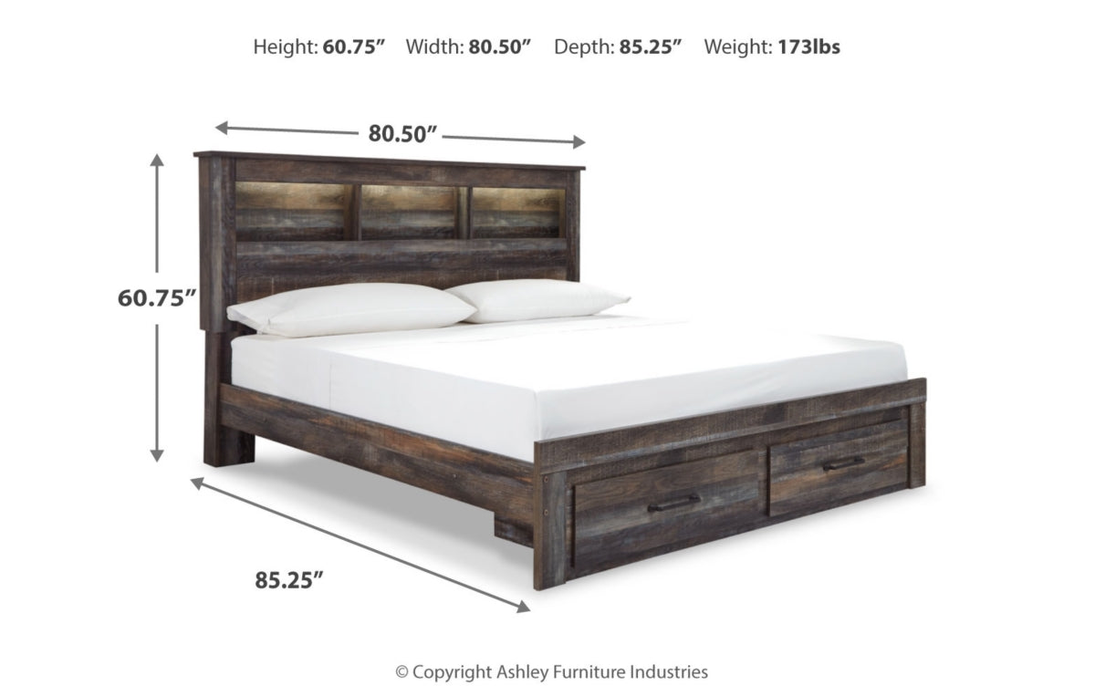 Drystan King Bookcase Bed with 2 Storage Drawers