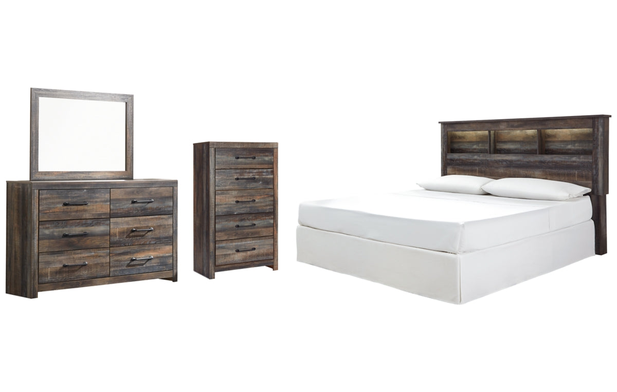 Drystan King/California King Bookcase Headboard, Dresser, Mirror and Chest