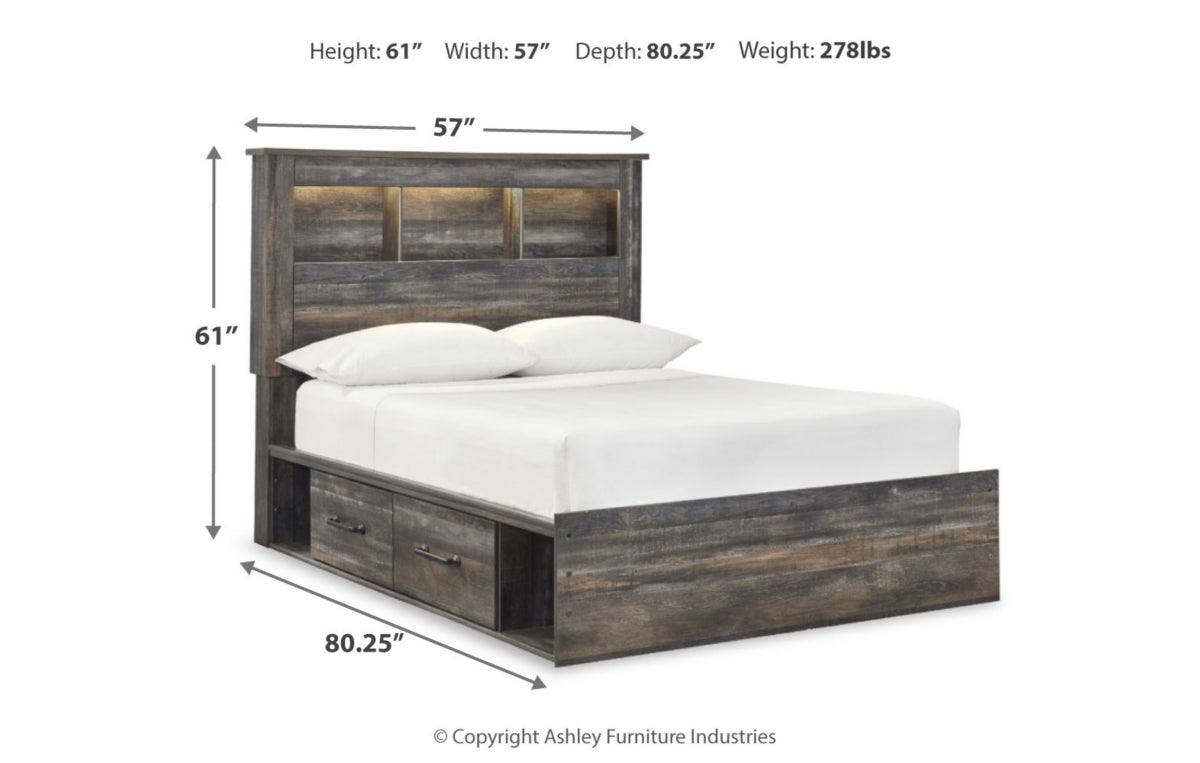 Drystan Full Bookcase Bed with 4 Storage Drawers