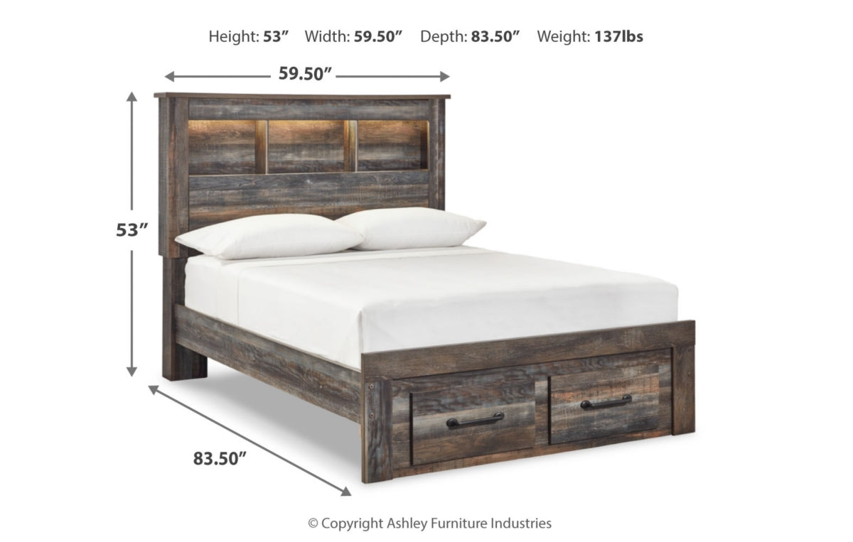 Drystan Full Bookcase Bed with 2 Storage Drawers