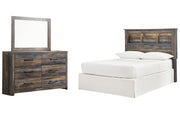 Drystan Full Bookcase Headboard with Mirrored Dresser