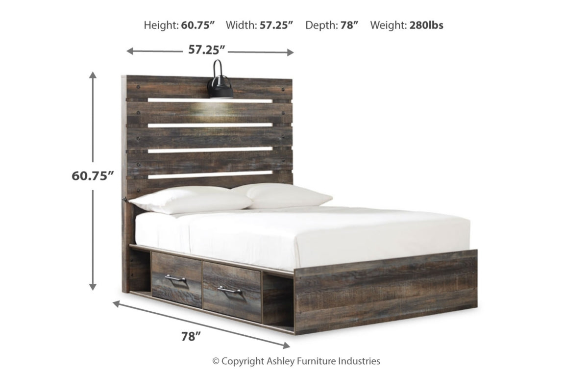Drystan Full Panel Bed with 4 Storage Drawers