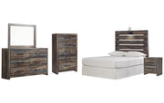 Drystan Full Panel Headboard with Mirrored Dresser, Chest and Nightstand