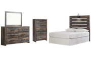 Drystan Full Panel Headboard with Mirrored Dresser and Chest