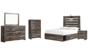 Drystan Full Panel Bed with 4 Storage Drawers, Dresser, Mirror, Chest and Nightstand