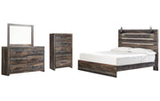 Drystan King Panel Bed with Mirrored Dresser and Chest