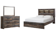 Drystan Queen Bookcase Bed with Mirrored Dresser