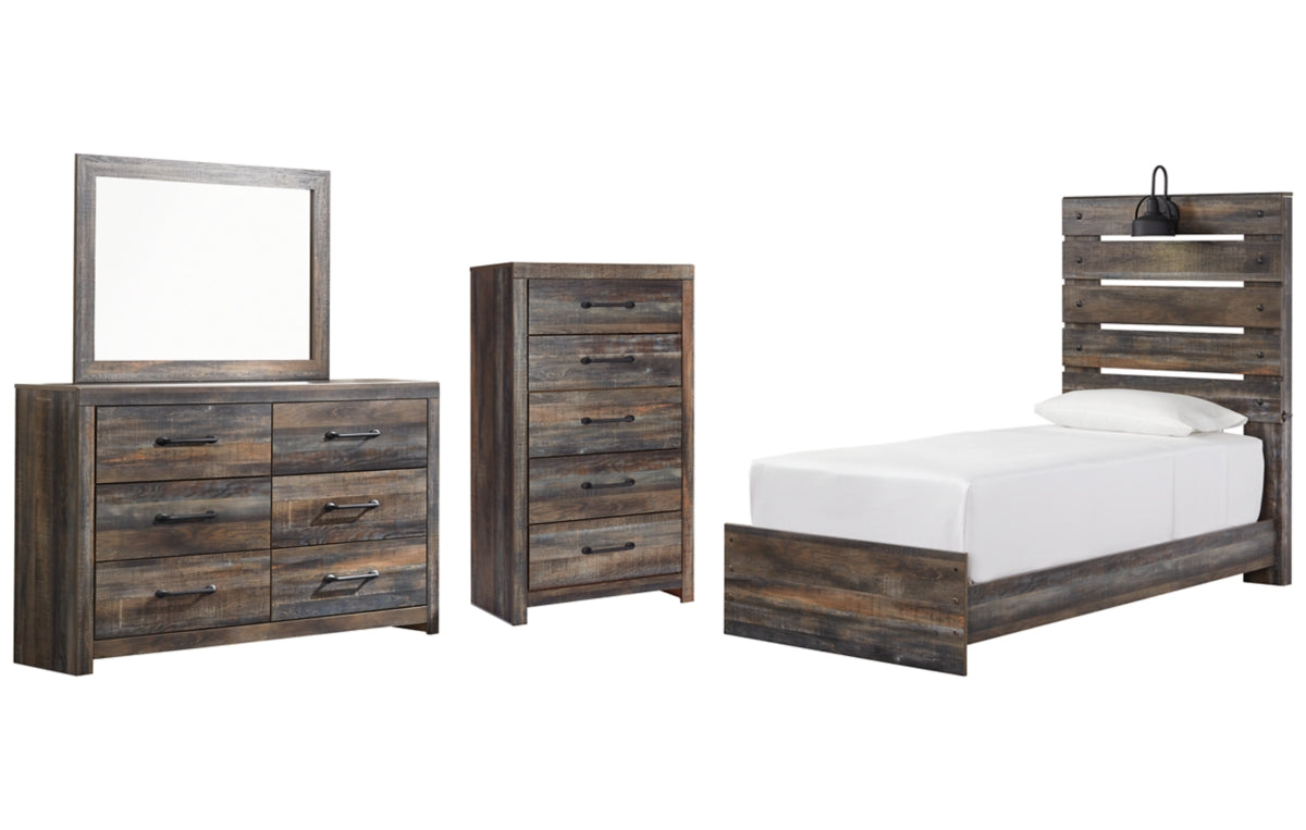 Drystan Twin Panel Bed, Dresser, Mirror and Chest