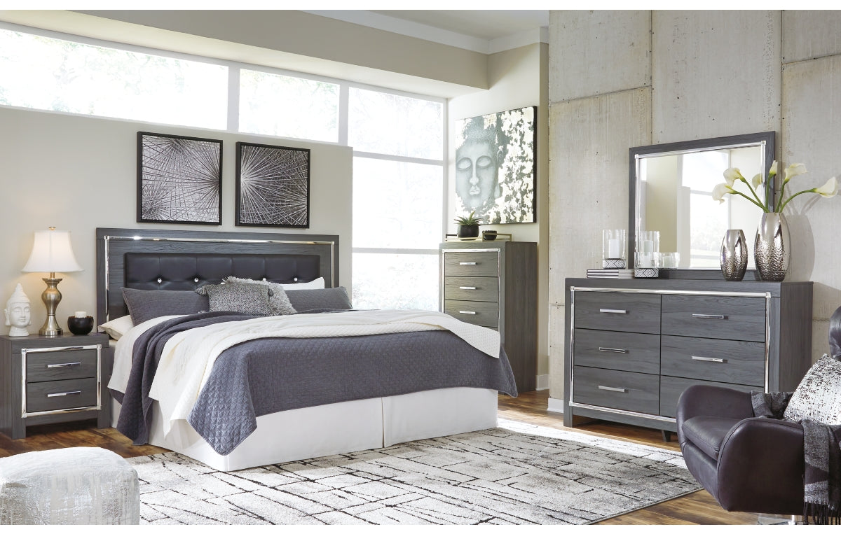 Lodanna King/California King Upholstered Panel Headboard with Mirrored Dresser