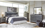 Lodanna King/California King Upholstered Panel Headboard with Mirrored Dresser