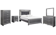 Lodanna Full Panel Bed with Mirrored Dresser, Chest and Nightstand