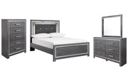 Lodanna Full Panel Bed with Mirrored Dresser and Chest