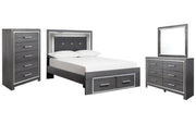 Lodanna Full Panel Bed with 2 Storage Drawers with Mirrored Dresser and Chest