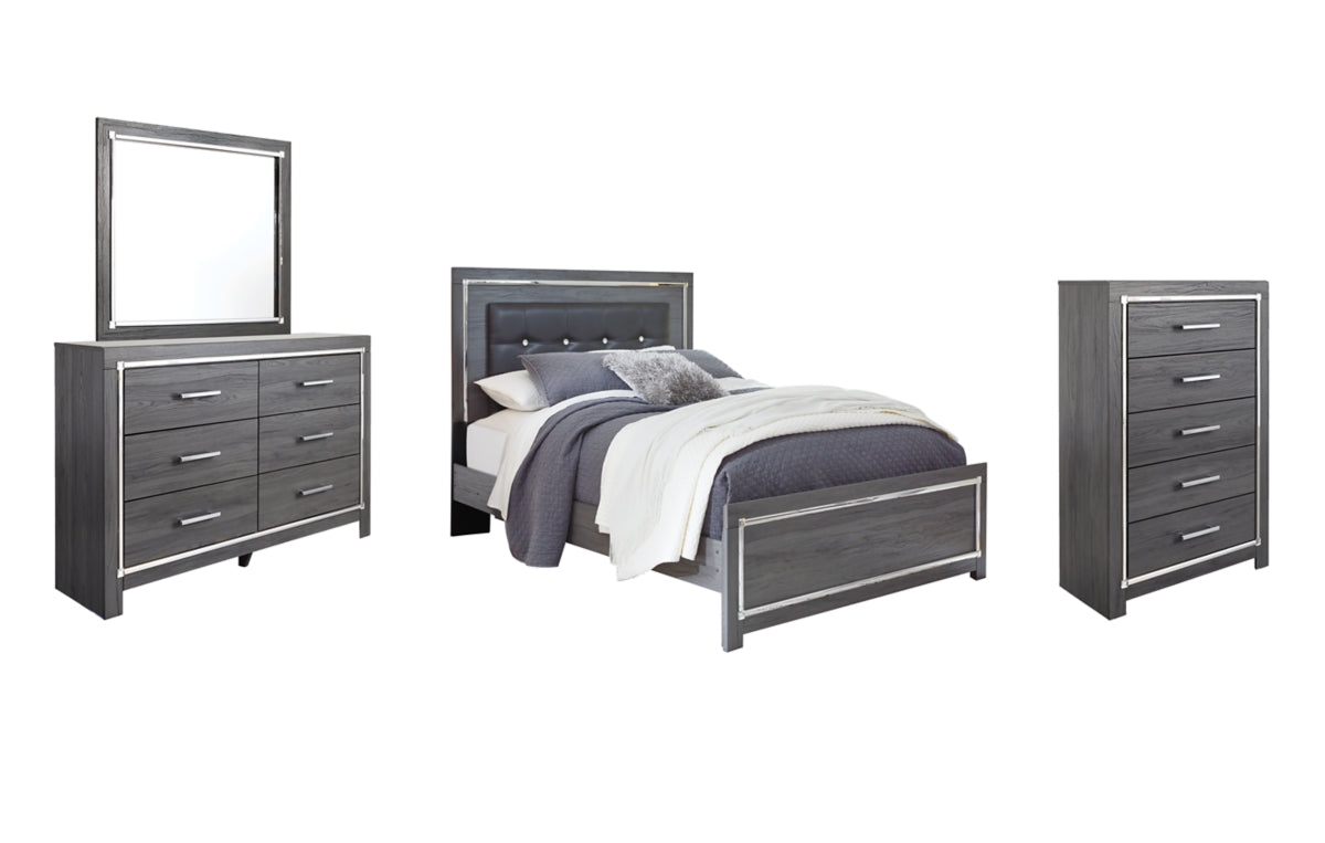 Lodanna Queen Panel Bed with Mirrored Dresser and Chest