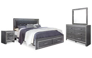 Lodanna Queen Panel Bed with Mirrored Dresser and Nightstand