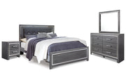 Lodanna King Panel Bed with Mirrored Dresser and Nightstand