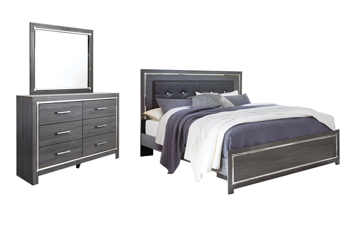 Lodanna King Panel Bed with Mirrored Dresser
