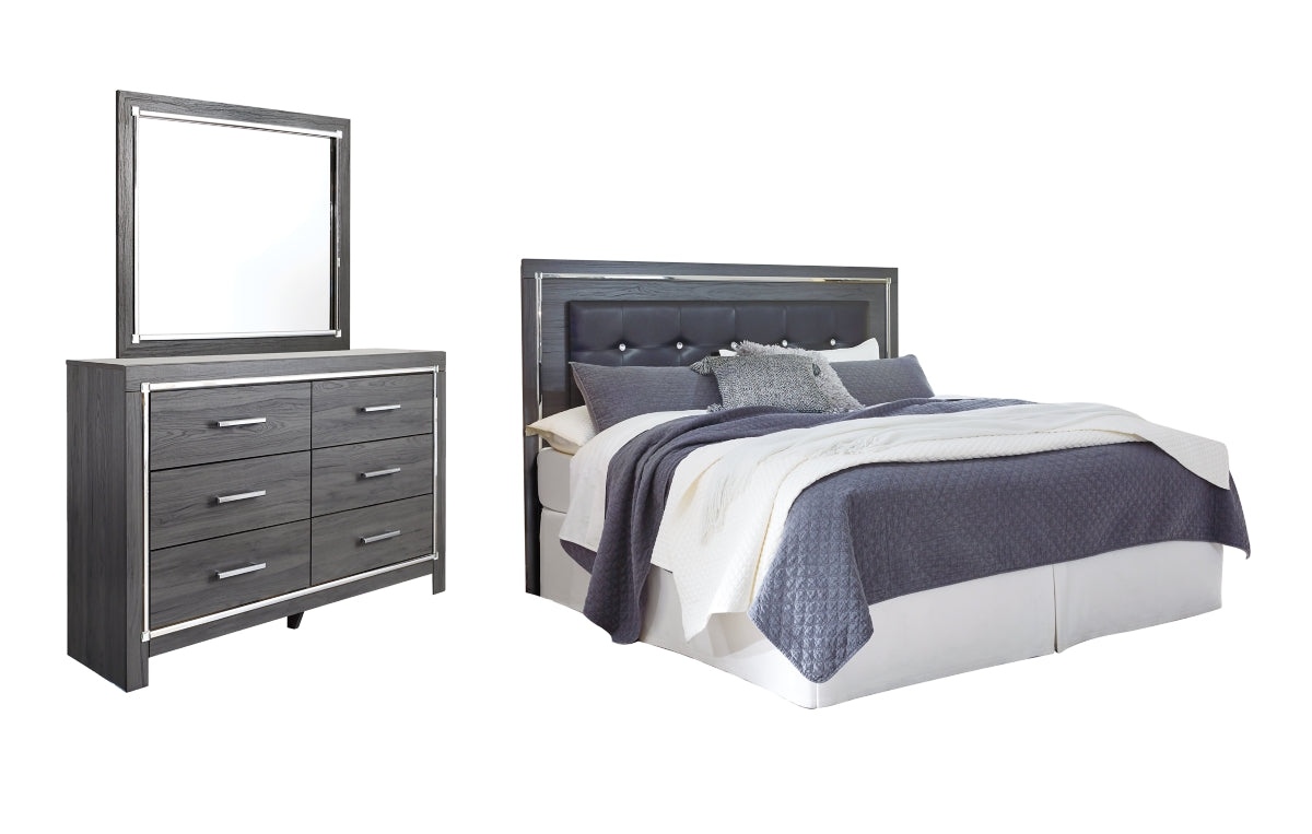 Lodanna King/California King Upholstered Panel Headboard with Mirrored Dresser