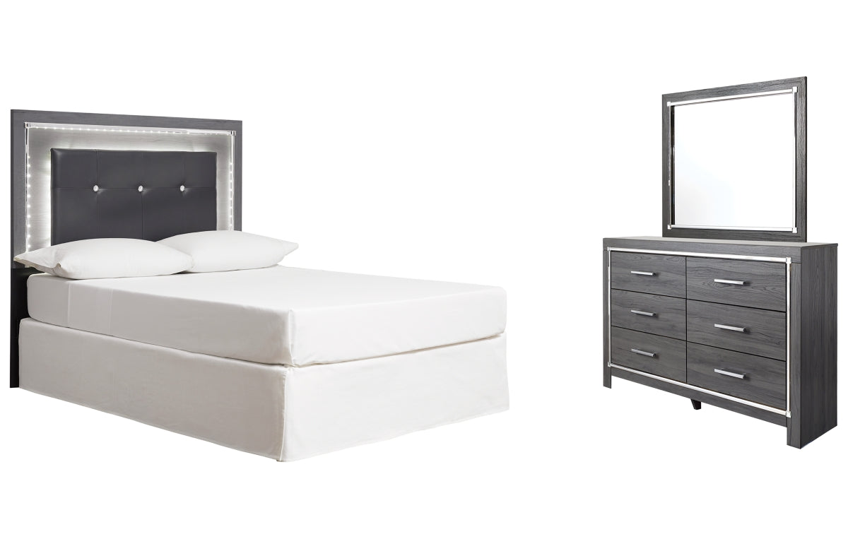 Lodanna Full Upholstered Panel Headboard with Mirrored Dresser