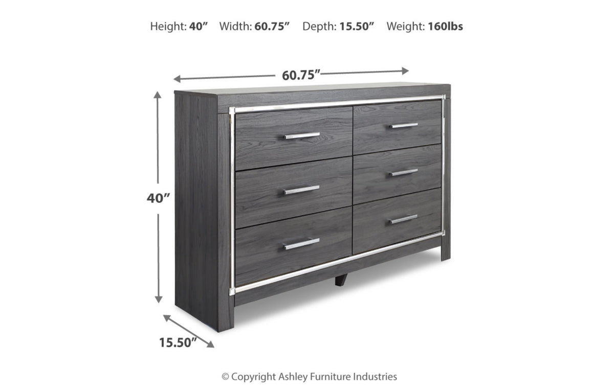 Lodanna Full Panel Bed with 2 Storage Drawers with Mirrored Dresser, Chest and Nightstand