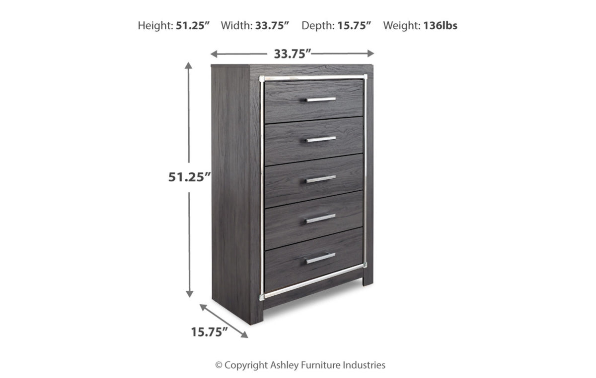 Lodanna Full Panel Bed with 2 Storage Drawers with Mirrored Dresser and Chest