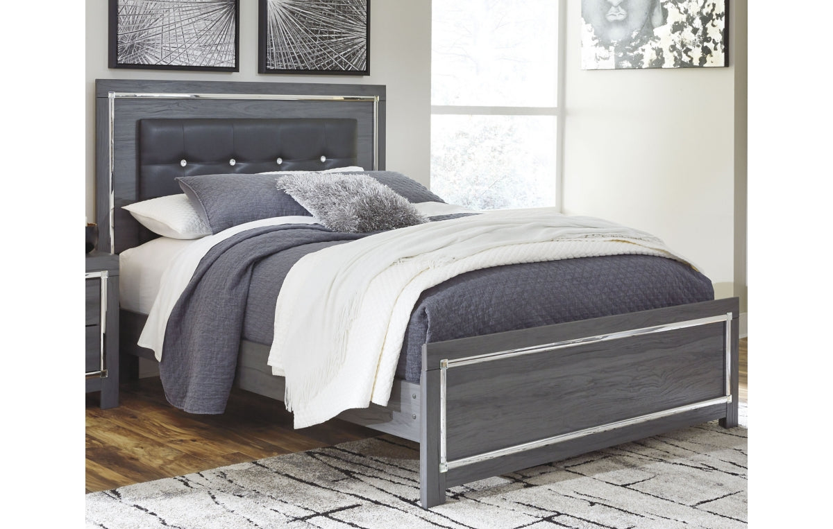 Lodanna Queen Panel Bed with Mirrored Dresser and Nightstand