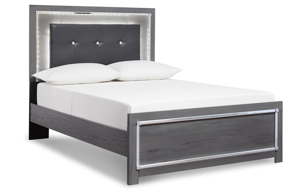 Lodanna King Panel Bed with Mirrored Dresser and Chest