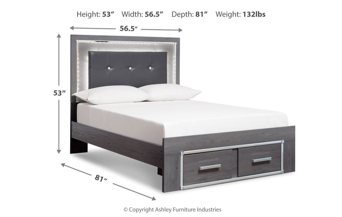 Lodanna Full Panel Bed with 2 Storage Drawers