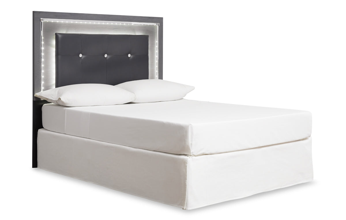 Lodanna Queen/Full Upholstered Panel Headboard with Mirrored Dresser, Chest and Nightstand