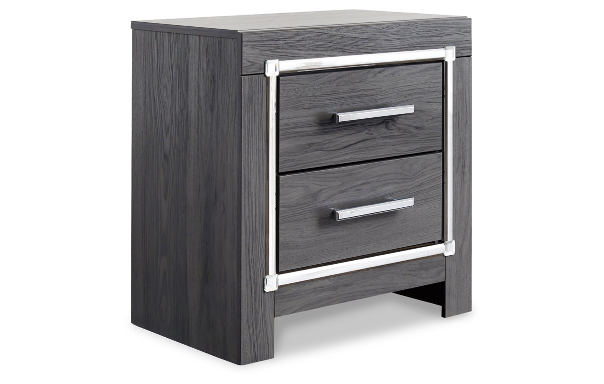 Lodanna Queen Panel Bed with 2 Storage Drawers with Mirrored Dresser and Nightstand