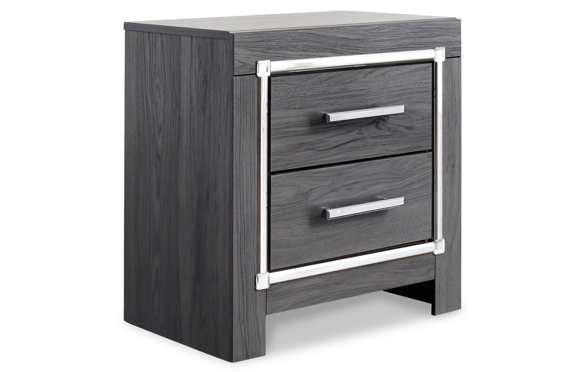 Lodanna King/California King Upholstered Panel Headboard with Mirrored Dresser, Chest and Nightstand