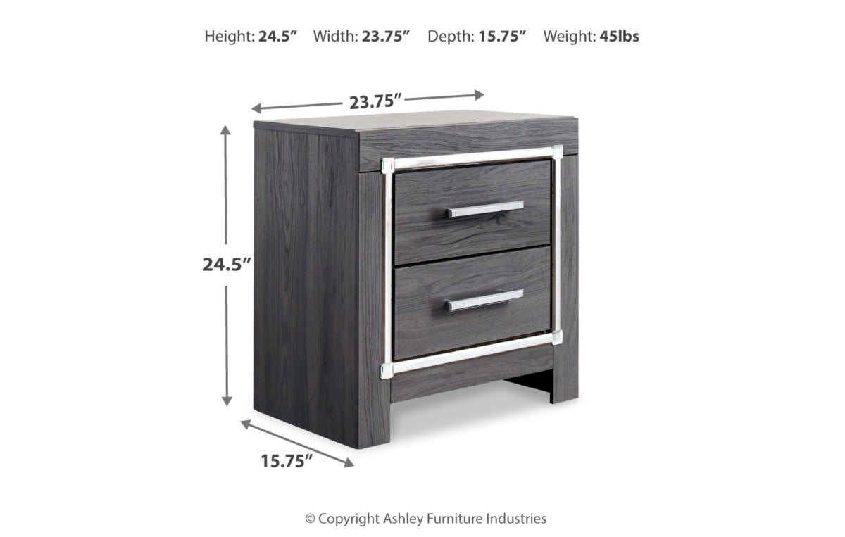 Lodanna King/California King Upholstered Panel Headboard with Mirrored Dresser, Chest and Nightstand