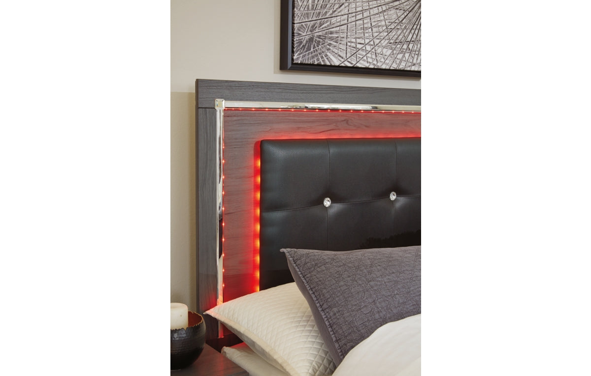 Lodanna Full Panel Bed with 2 Storage Drawers with Mirrored Dresser and Chest