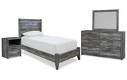 Baystorm Twin Panel Bed with Mirrored Dresser and Nightstand